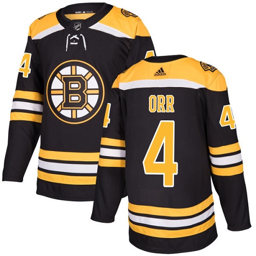 Adidas Bruins #4 Bobby Orr Black Home Authentic Stitched NHL Jersey - Click Image to Close